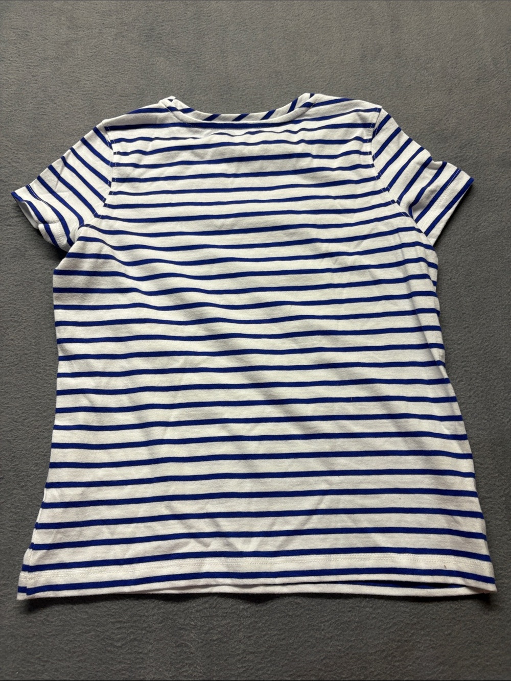Vineyard Vines White & Blue Striped Tee with Pink Whale Outline Girls M 10-12 - Picture 2 of 4